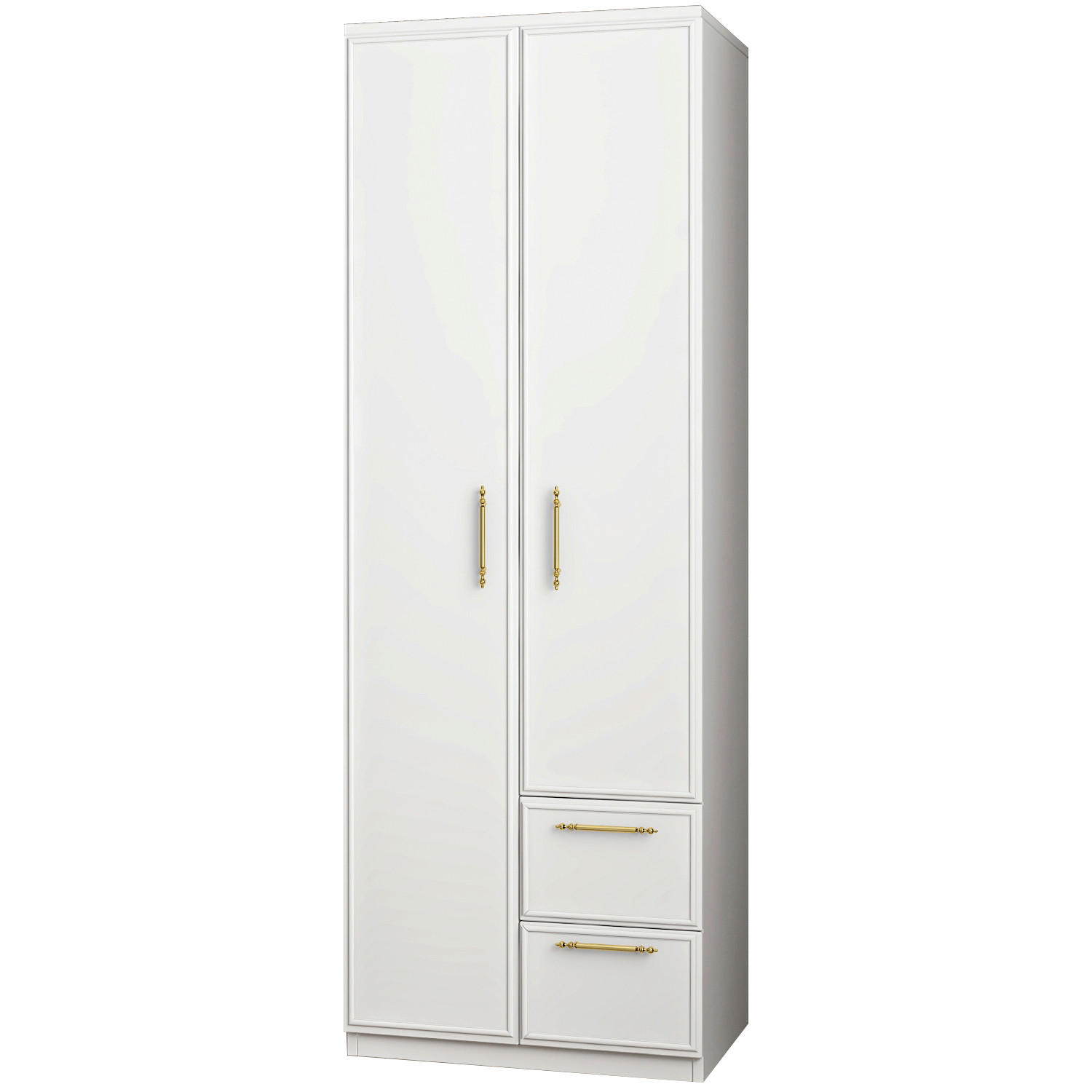KLEIDERSCHRANK 60/172/45 cm,  in Weiß, 2-türig  - Goldfarben/Weiß, Design, Holzwerkstoff/Metall (60/172/45cm) - Livetastic