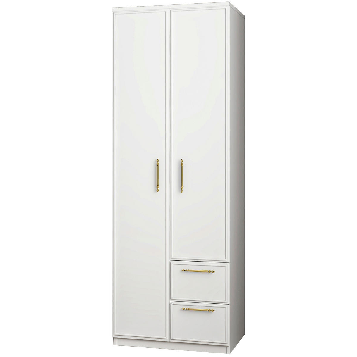 KLEIDERSCHRANK 60/172/45 cm,  in Weiß, 2-türig  - Goldfarben/Weiß, Design, Holzwerkstoff/Metall (60/172/45cm) - Livetastic