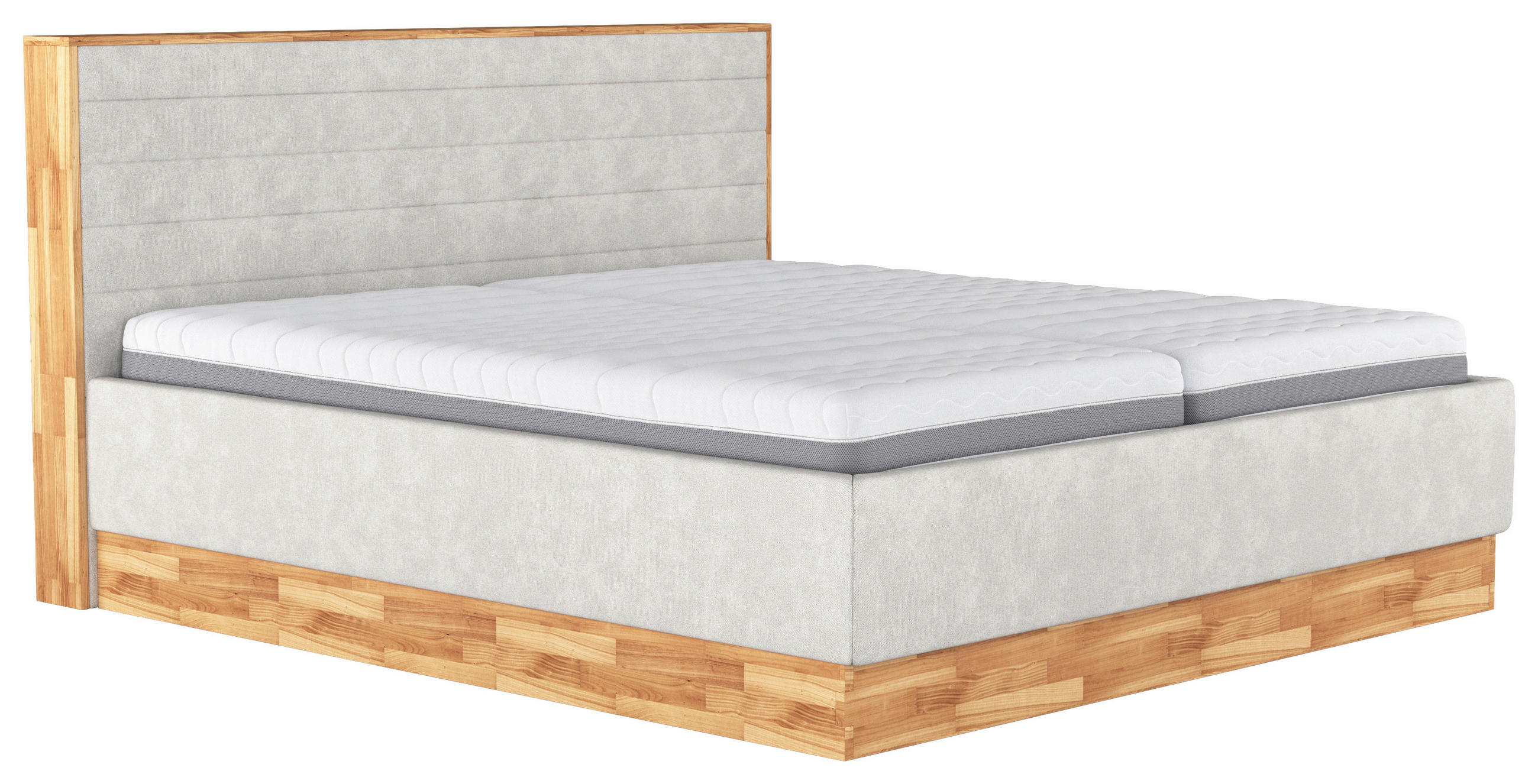 KÁRPITOZOTT ÁGY 180/200 cm  világosszürke  - világosszürke/fekete, Basics, faalapú anyag/textil (180/200cm) - Carryhome