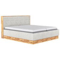 KÁRPITOZOTT ÁGY 180/200 cm  világosszürke  - világosszürke/fekete, Basics, faalapú anyag/textil (180/200cm) - Carryhome