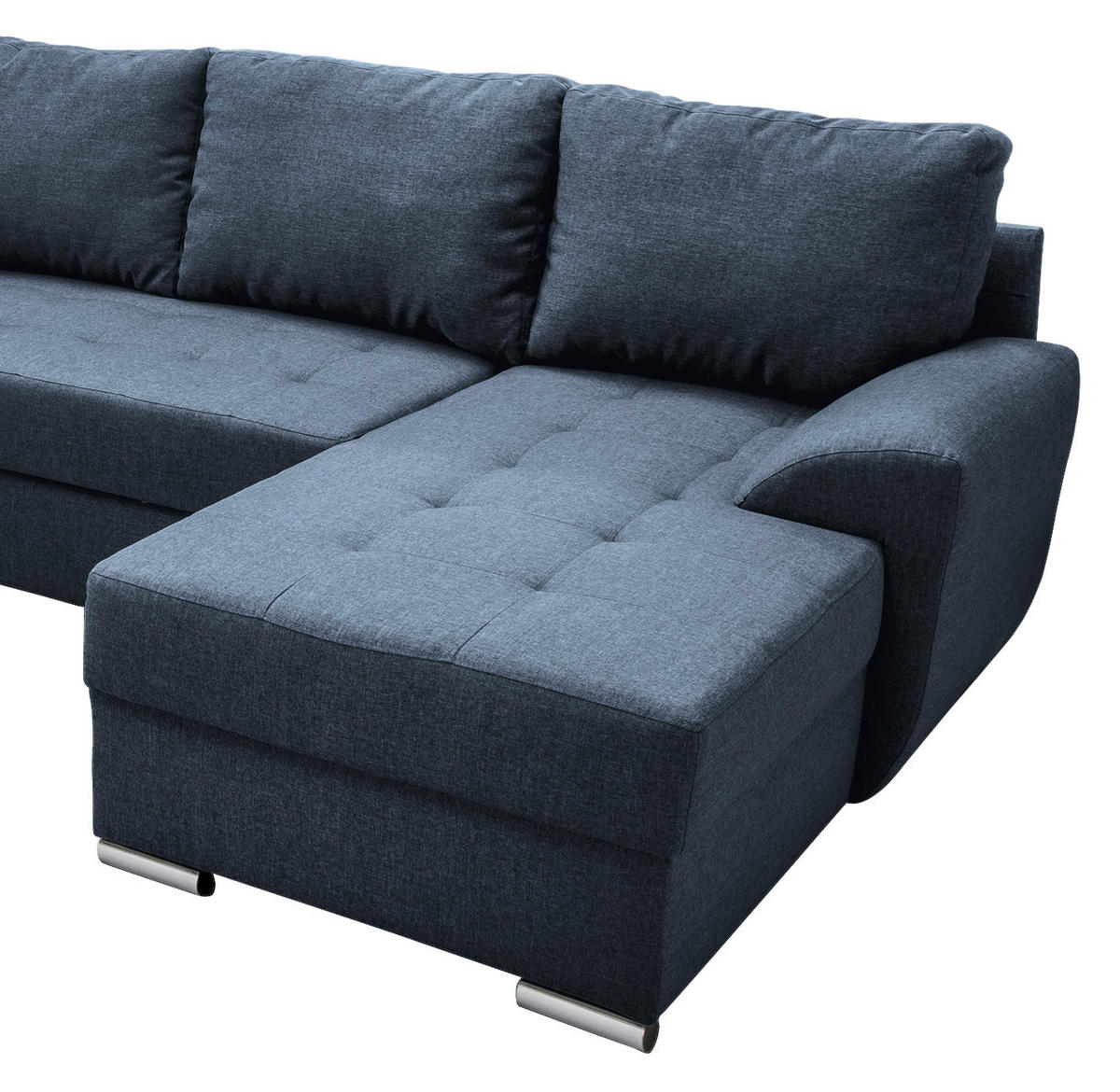 WOHNLANDSCHAFT Blau Mikrofaser  - Chromfarben/Blau, KONVENTIONELL, Textil/Metall (218/292/156cm) - Livetastic