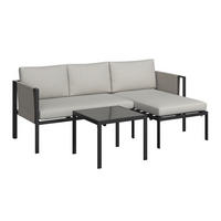 LOUNGEGARNITUR 191,5/120 cm Eisen  - Schwarz/Grau, Design, Glas/Textil (191,5/120cm) - Ambia Garden