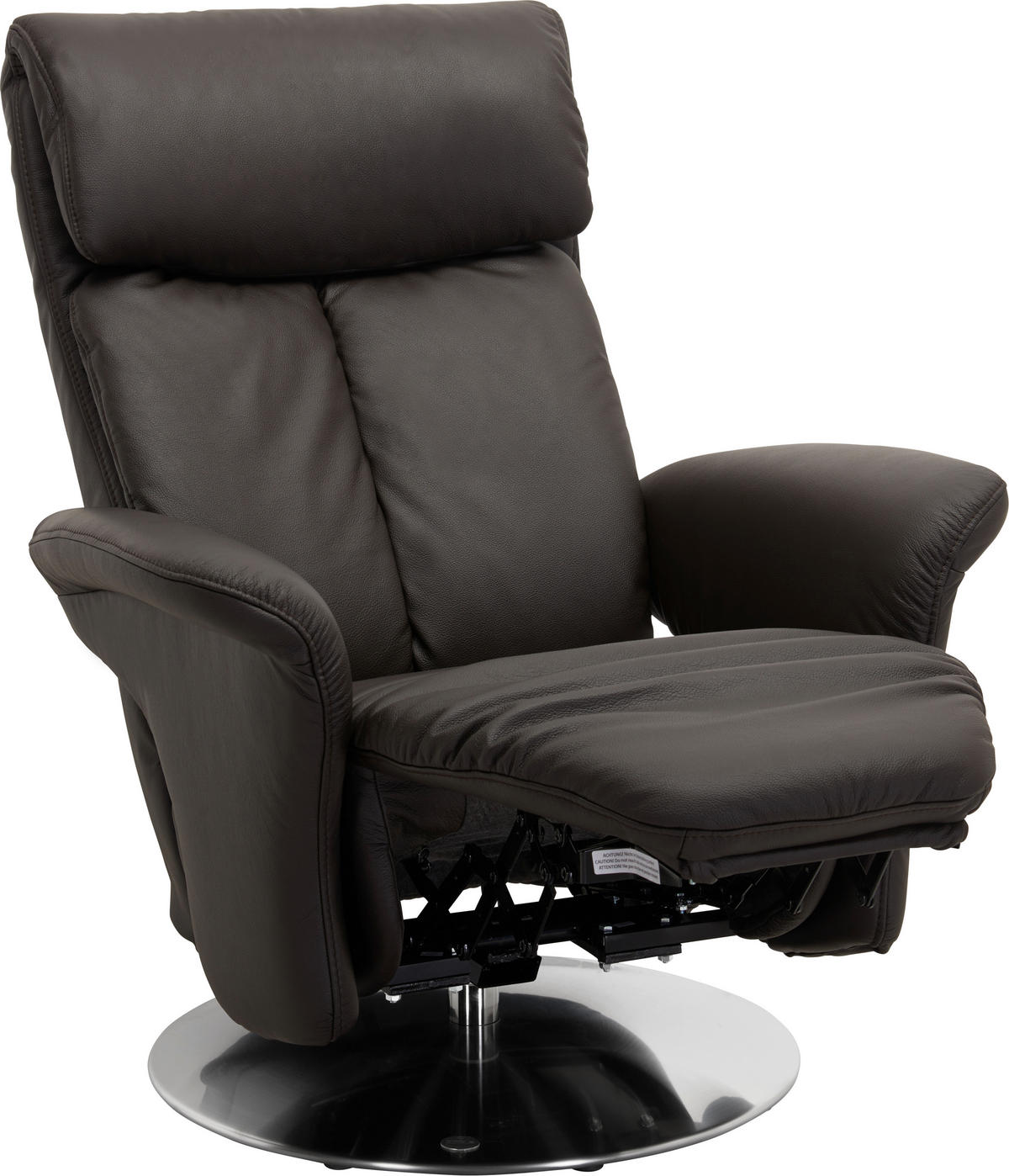 RELAXSESSEL in Leder Braun  - Edelstahlfarben/Braun, Design, Leder (82/107/88cm) - Himolla