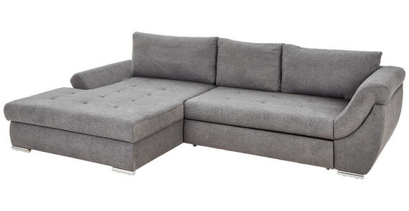 ECKSOFA Grau Flachgewebe  - Silberfarben/Grau, Design, Textil/Metall (174/306cm) - Carryhome