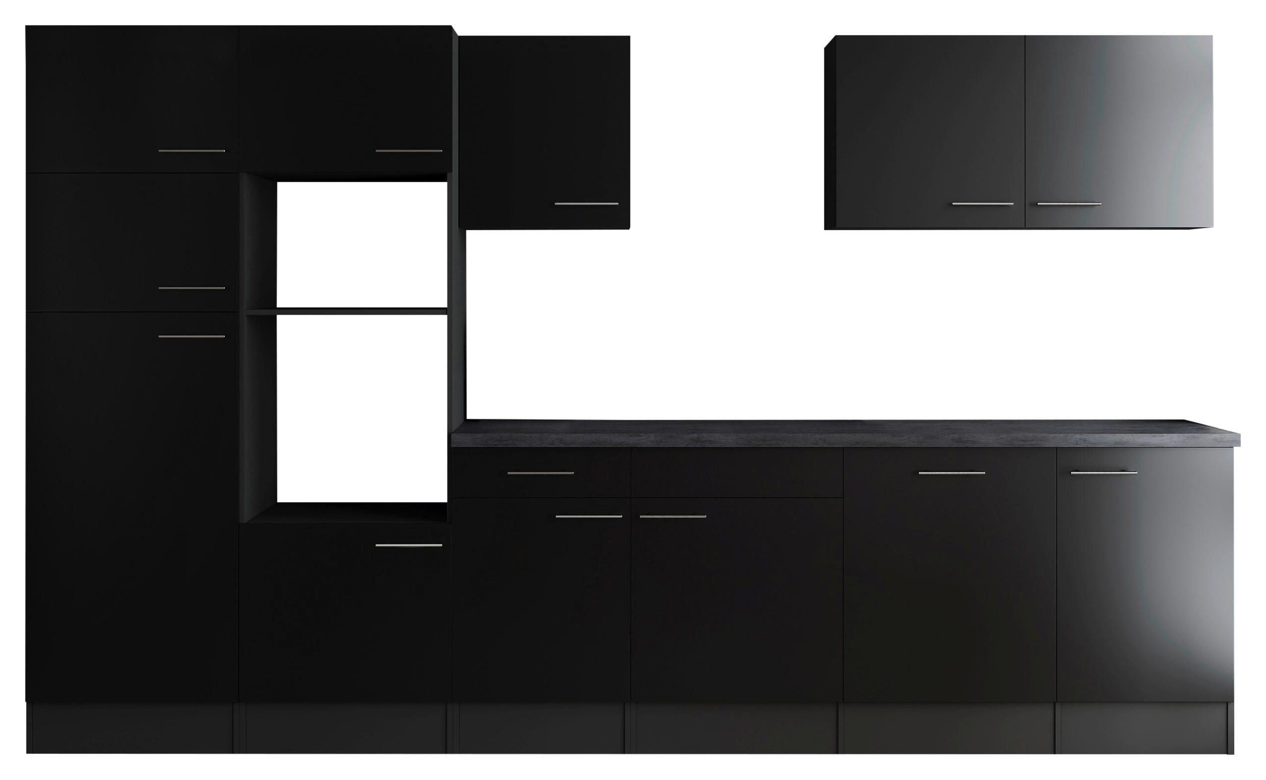 KÜCHENLEERBLOCK 340 cm   in Grau, Schwarz  - Silberfarben/Schwarz, Design, Holzwerkstoff/Metall (340cm) - Respekta