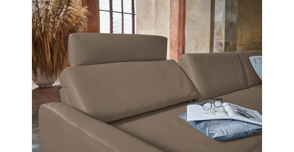 ECKSOFA in Echtleder Greige  - Greige/Anthrazit, KONVENTIONELL, Leder/Metall (182/324cm) - Ambiente