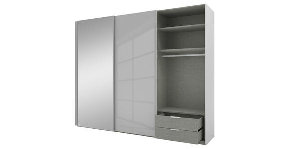 SCHWEBETÜRENSCHRANK 300/223/69 cm 3-türig Grau - Alufarben/Grau, KONVENTIONELL, Glas/Holzwerkstoff (300/223/69cm) - Novel
