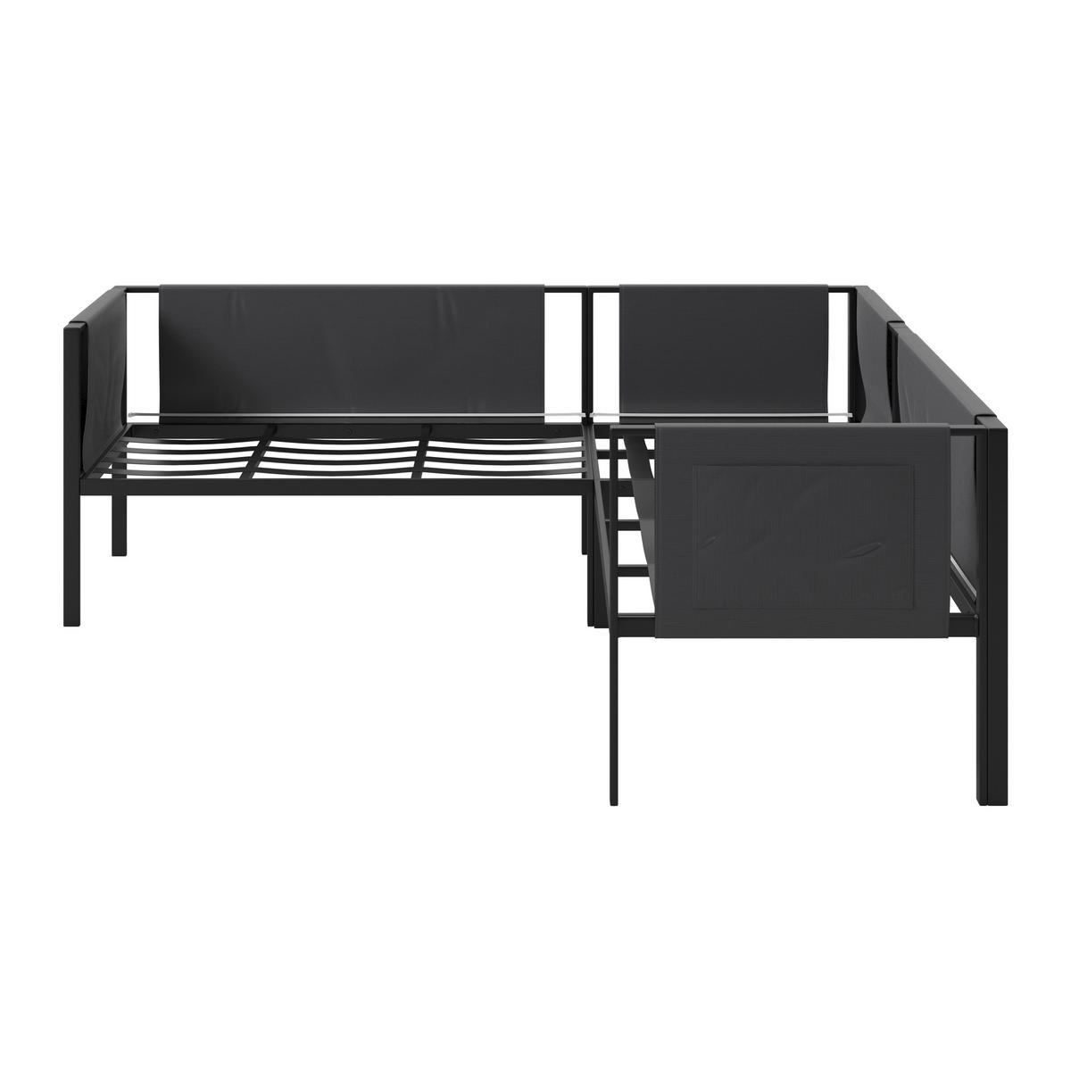 LOUNGEGARNITUR 5-teilig  186,5/186,5 cm  Eisen  - Schwarz/Grau, MODERN, Textil/Metall (186,5/186,5cm) - Beldano