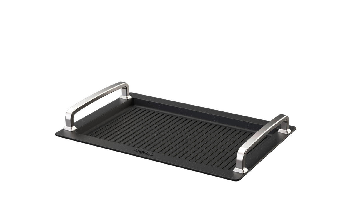 BRÄTER TEPPANYAKI 1,3 L  - Edelstahlfarben/Schwarz, Basics, Glas/Metall (30/5/44cm) - Am Cook