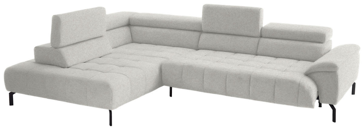 ECKSOFA in Chenille Beige  - Beige/Schwarz, Design, Textil/Metall (222/323cm) - Beldomo Style