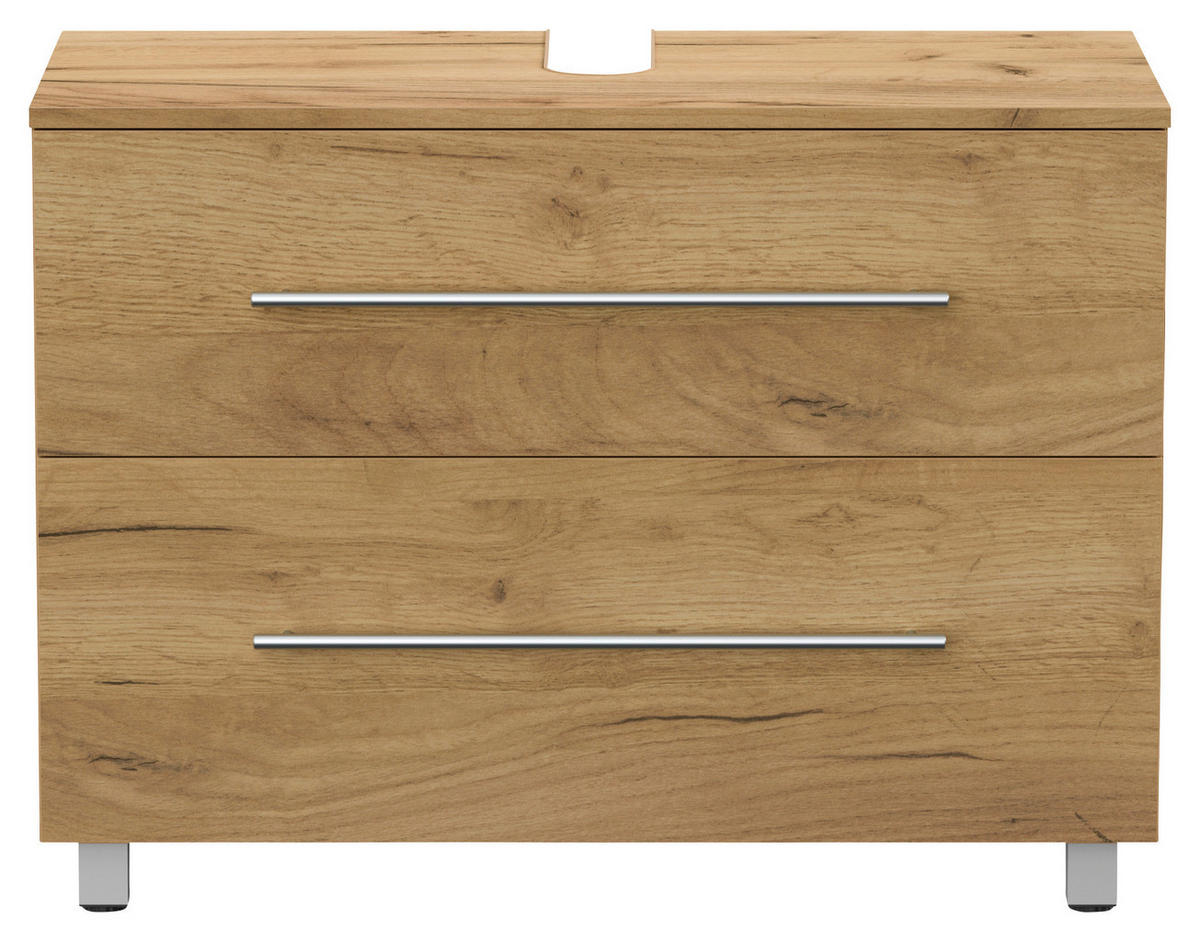 WASCHBECKENUNTERSCHRANK 85/63/41,6 cm  - Eichefarben/Silberfarben, MODERN, Holzwerkstoff/Metall (85/63/41,6cm) - MID.YOU