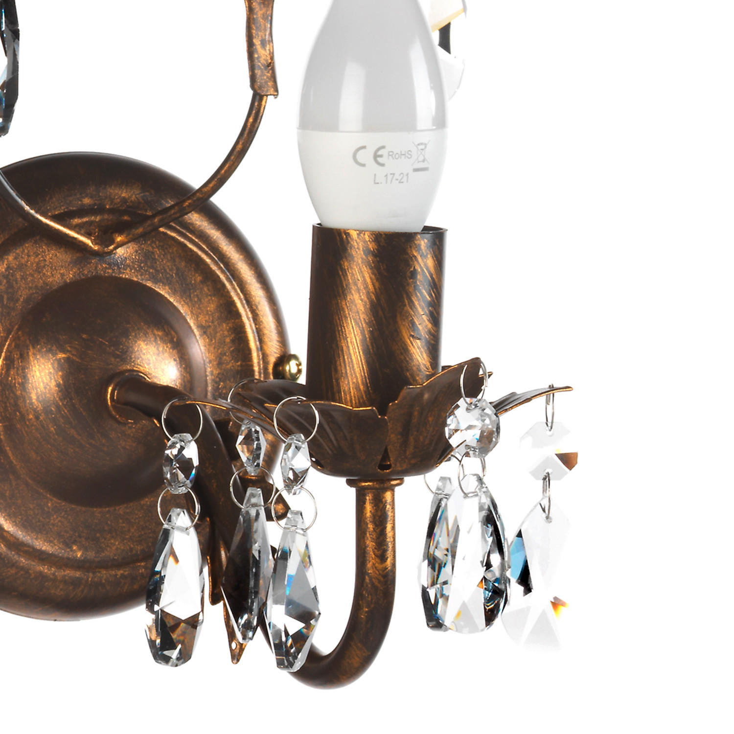 WANDLEUCHTE 22/13/30 cm   - Bronzefarben, KONVENTIONELL, Glas/Metall (22/13/30cm)