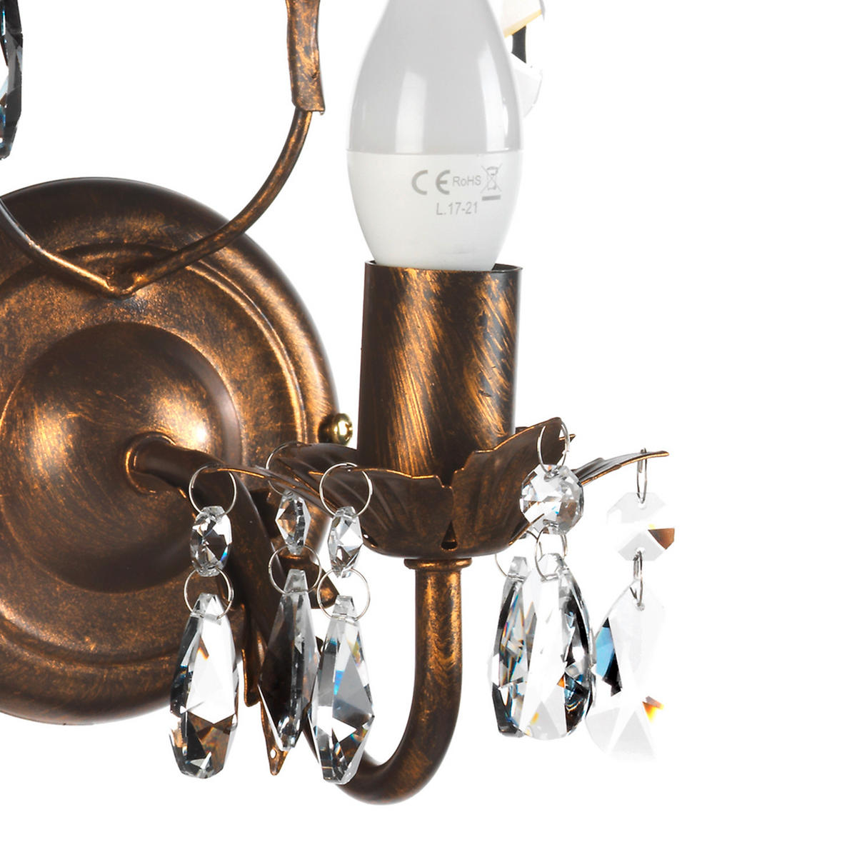 WANDLEUCHTE 22/13/30 cm   - Bronzefarben, KONVENTIONELL, Glas/Metall (22/13/30cm)