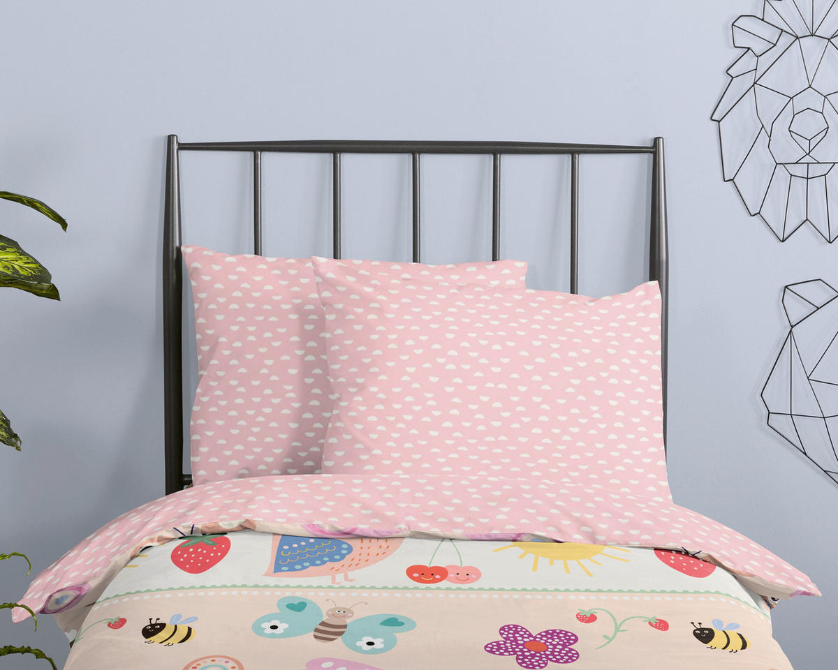KINDERBETTWÄSCHE 140/200 cm  - Champagner/Pastellblau, Basics, Textil (140/200cm)