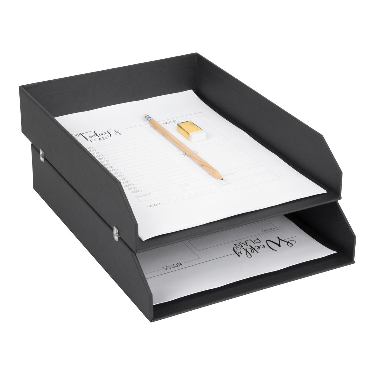 BRIEFABLAGE Papier, Karton Grau, Dunkelgrau  - Dunkelgrau/Grau, Basics, Karton/Papier (23/31/6cm)