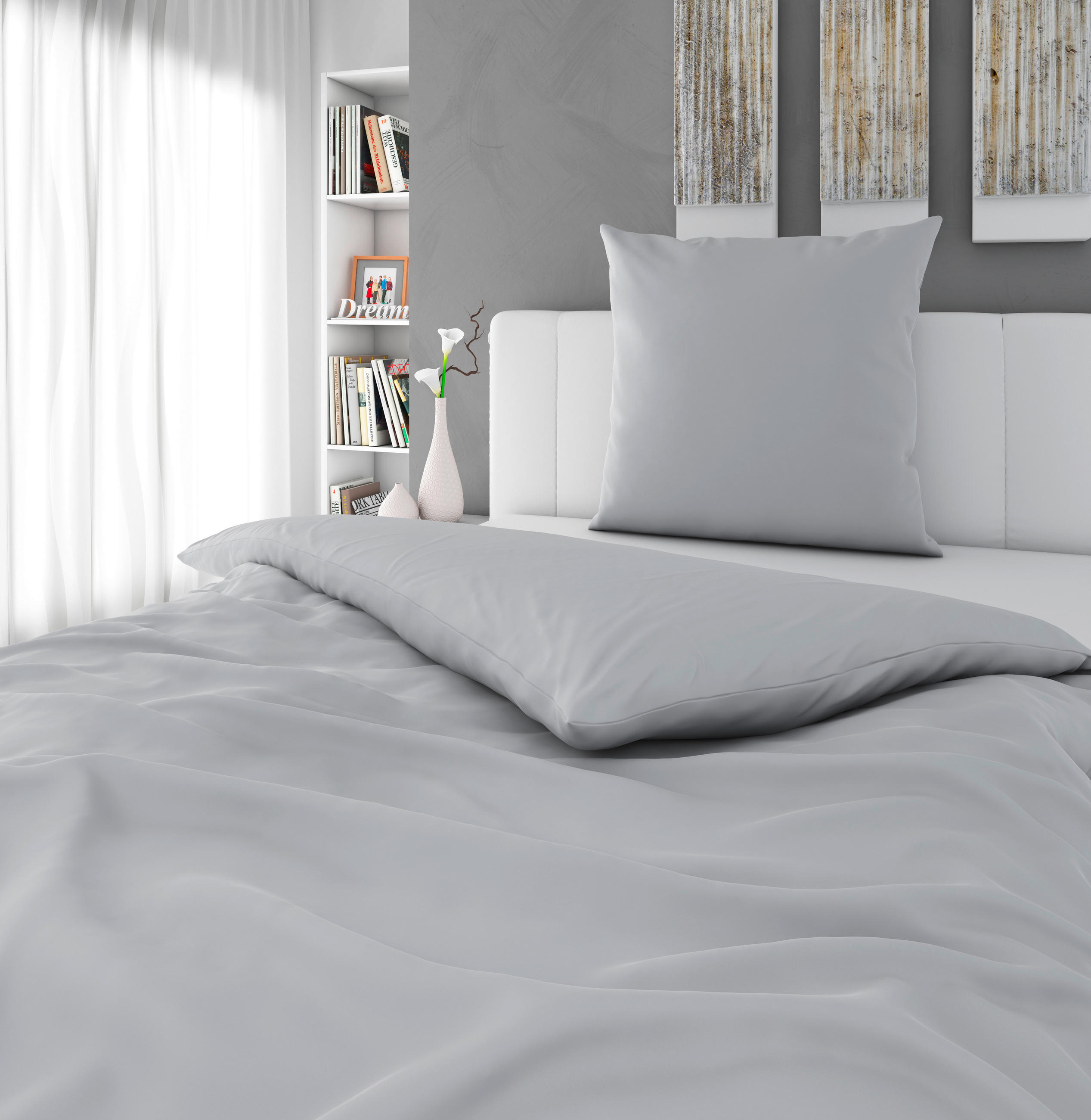 BETTWÄSCHE 135/200 cm Satin  - Grau, MODERN, Textil (135/200cm) - Novel