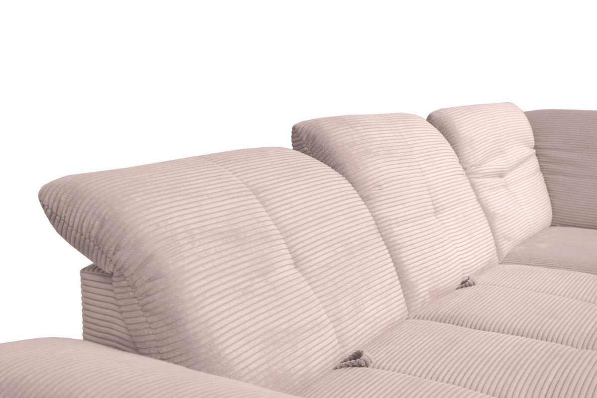 ECKSOFA in Cord Hellrosa  - Hellrosa/Schwarz, Design, Textil/Metall (313/242cm) - Xora