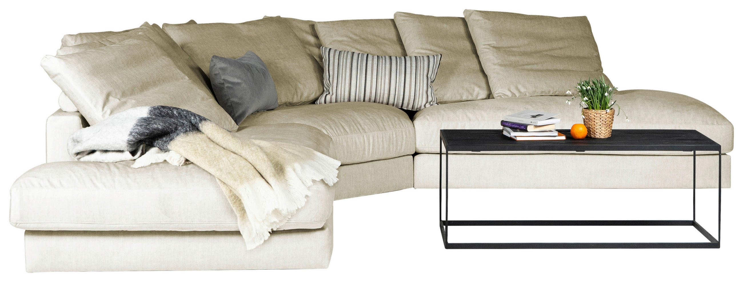 SOFFA i beige  - beige, Klassisk, metall/trä (320/81/320cm) - Novel