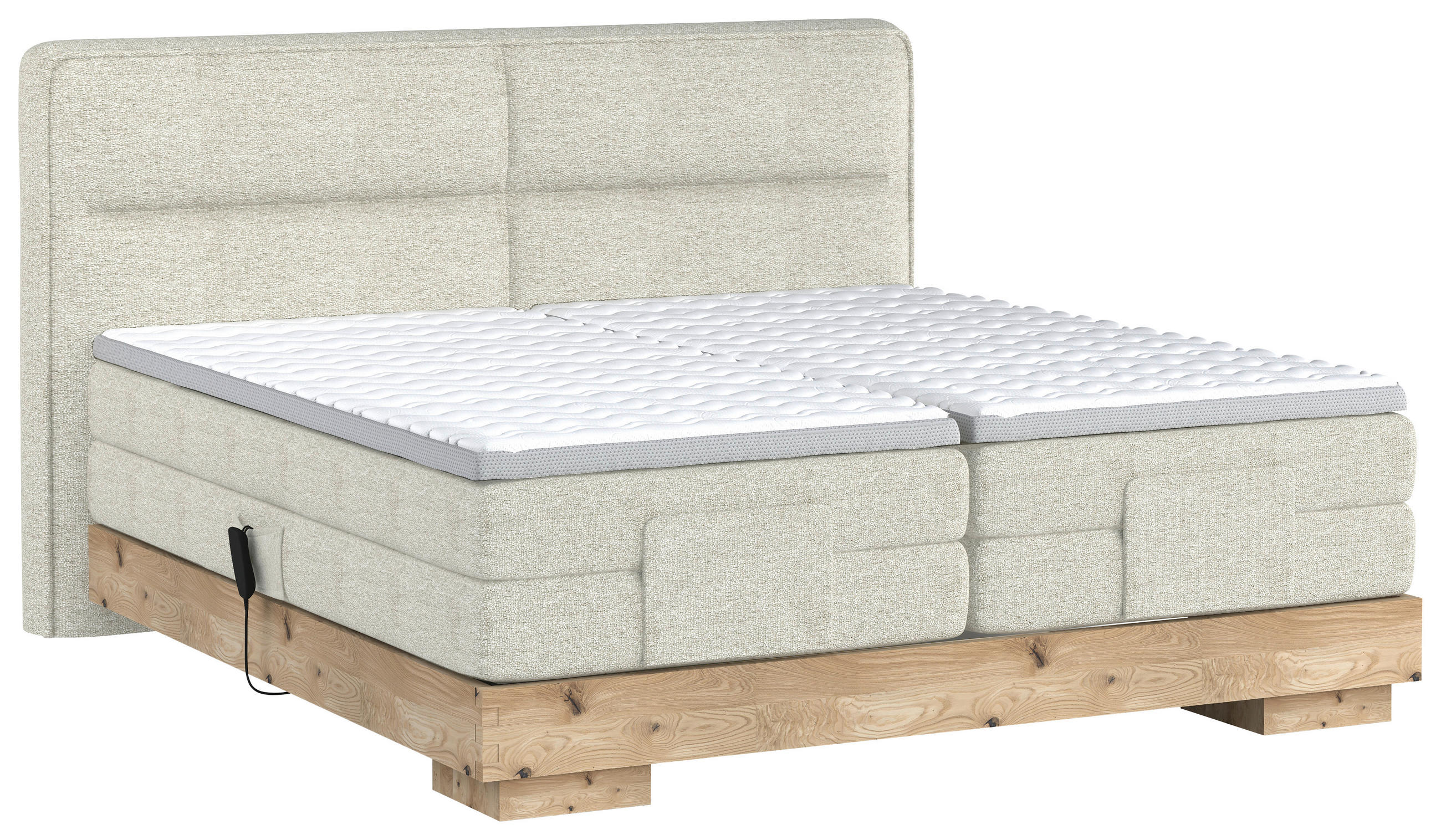 BOXSPRINGBETT 180/200 cm  in Eichefarben, Beige  - Eichefarben/Beige, Natur, Holz/Textil (180/200cm) - Valnatura