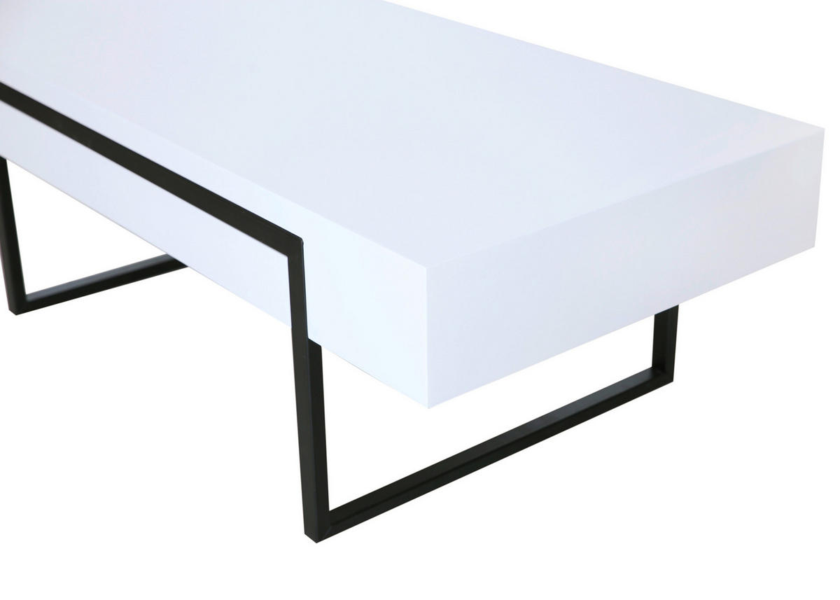COUCHTISCH 120/60/42 cm rechteckig Schwarz, Weiß  - Schwarz/Weiß, Design, Holzwerkstoff/Metall (120/60/42cm) - Novel