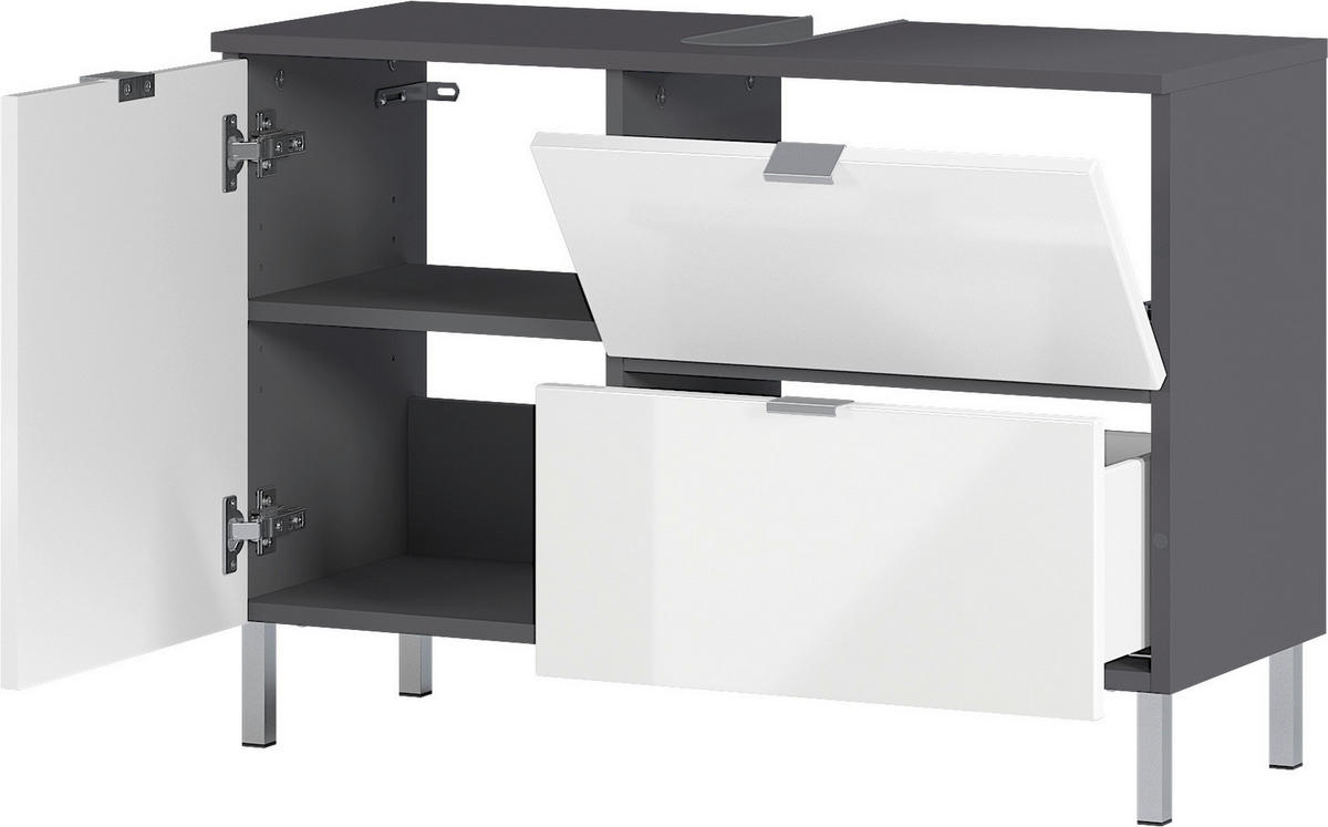WASCHBECKENUNTERSCHRANK 80/56/34 cm  - Chromfarben/Graphitfarben, KONVENTIONELL, Holzwerkstoff/Metall (80/56/34cm) - Germania