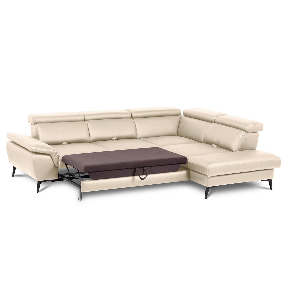 ECKSOFA Lederlook Echtleder Grau  - Schwarz/Grau, Design, Leder/Textil (274/220cm) - Livetastic