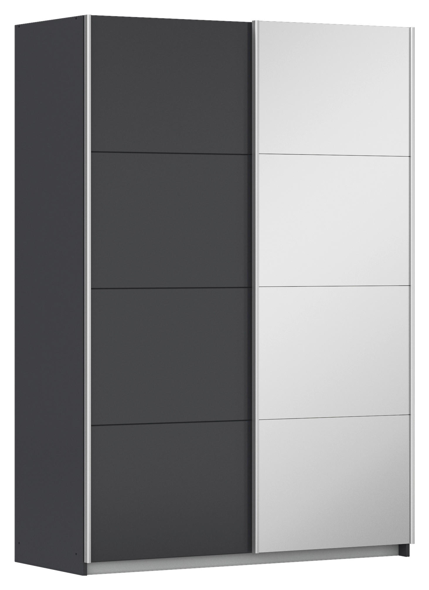 SCHWEBETÜRENSCHRANK in Silberfarben, Graphitfarben - Silberfarben/Alufarben, Modern, Holzwerkstoff/Metall (136/197/61cm) - Rauch Möbel