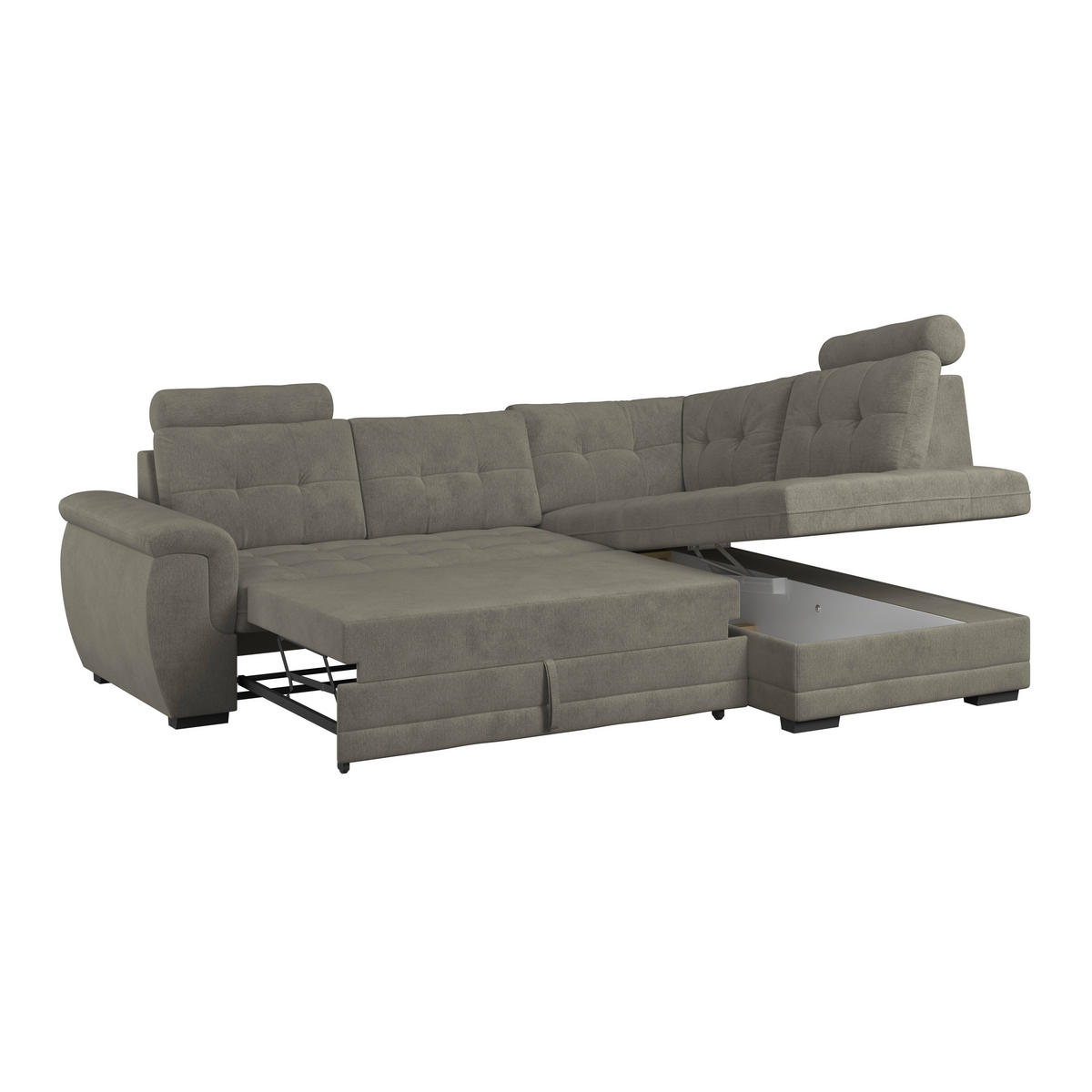 ECKSOFA  Mikrofaser, Struktur Braun  - Schwarz/Braun, Konventionell, Kunststoff/Textil (251/183cm) - MID.YOU