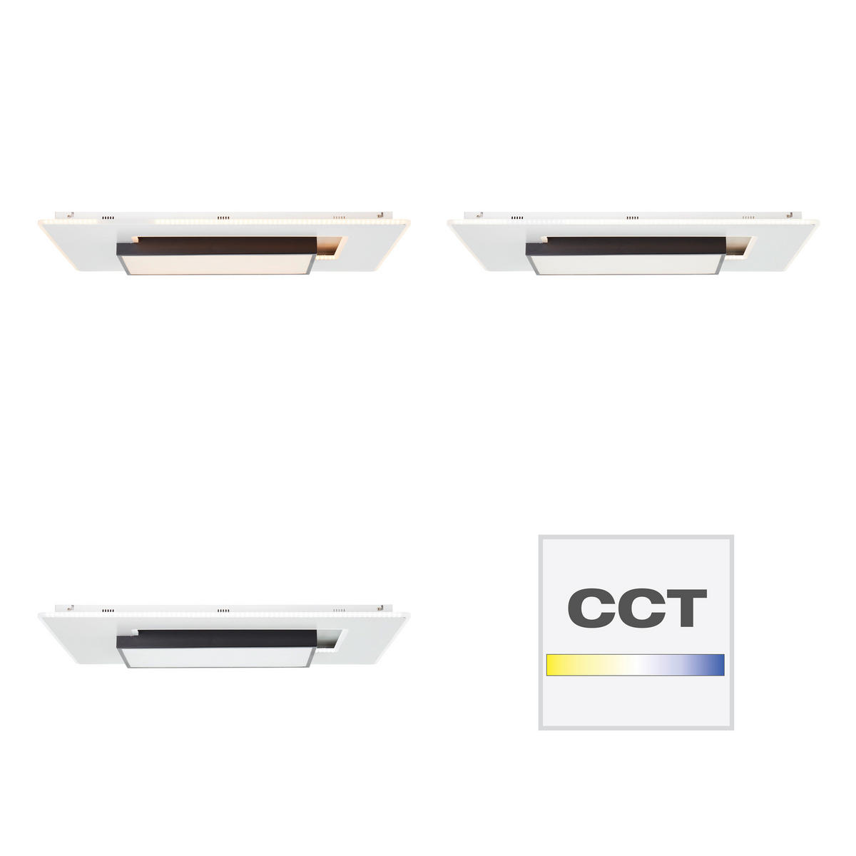 LED-DECKENLEUCHTE 60 W    80/50/7 cm  - Weiss/Schwarz, Design, Kunststoff/Metall (80/50/7cm) - Brilliant