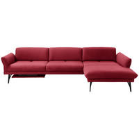 ECKSOFA in Echtleder Rot  308/173 cm  - Anthrazit/Rot, Design, Leder/Metall (308/173cm) - Joop!