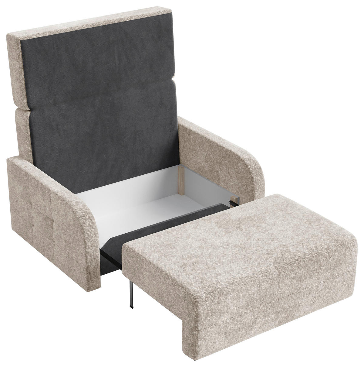 SCHLAFSOFA Chenille Creme  inkl. Bettkasten, Schlaffunktion, Rücken echt, Liegefläche im Originalstoff  - Creme/Schwarz, MODERN, Kunststoff/Textil (190/90/100cm) - Milino