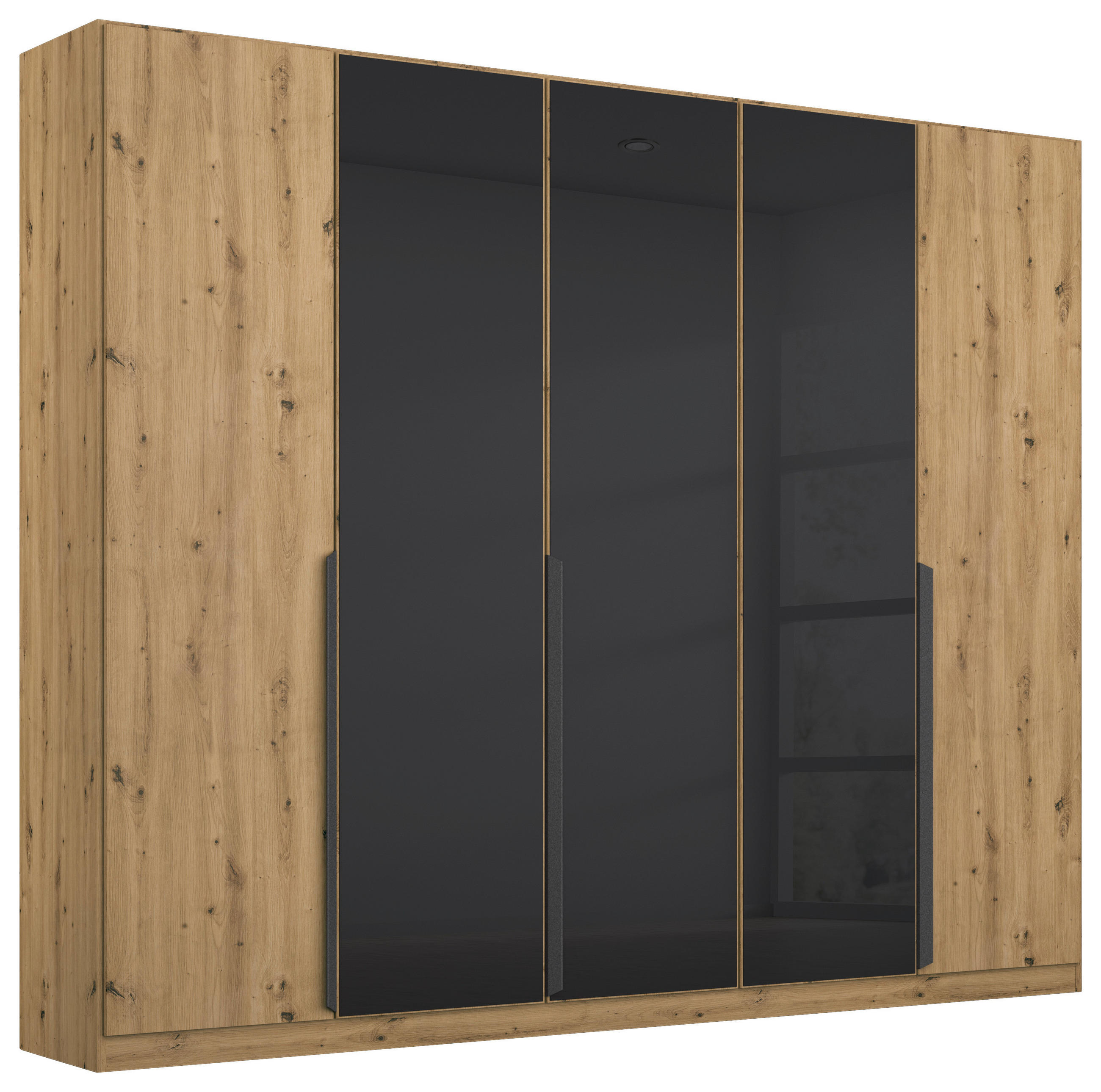 DREHTÜRENSCHRANK 225/210/54 cm,  in Eiche Artisan, Anthrazit, 5 Tür(en)  - Anthrazit/Eiche Artisan, MODERN, Glas/Holzwerkstoff (225/210/54cm) - Rauch Möbel