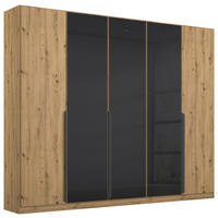DREHTÜRENSCHRANK Eiche Artisan, Anthrazit  - Anthrazit/Eiche Artisan, Modern, Glas/Holzwerkstoff (225/210/54cm) - Rauch Möbel