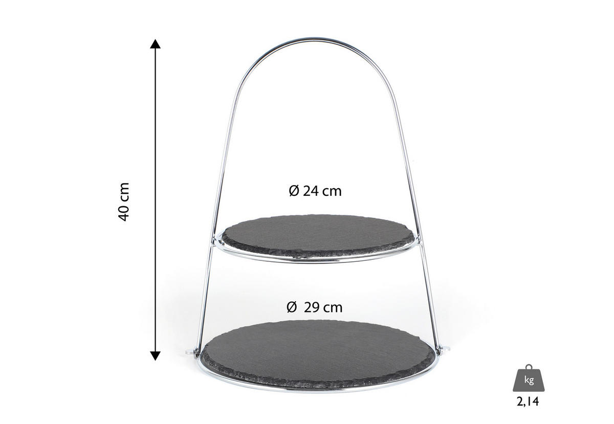 CUPCAKE-STÄNDER 2-stöckig - Silberfarben, Basics, Stein/Metall (24/29/40cm) - Echtwerk