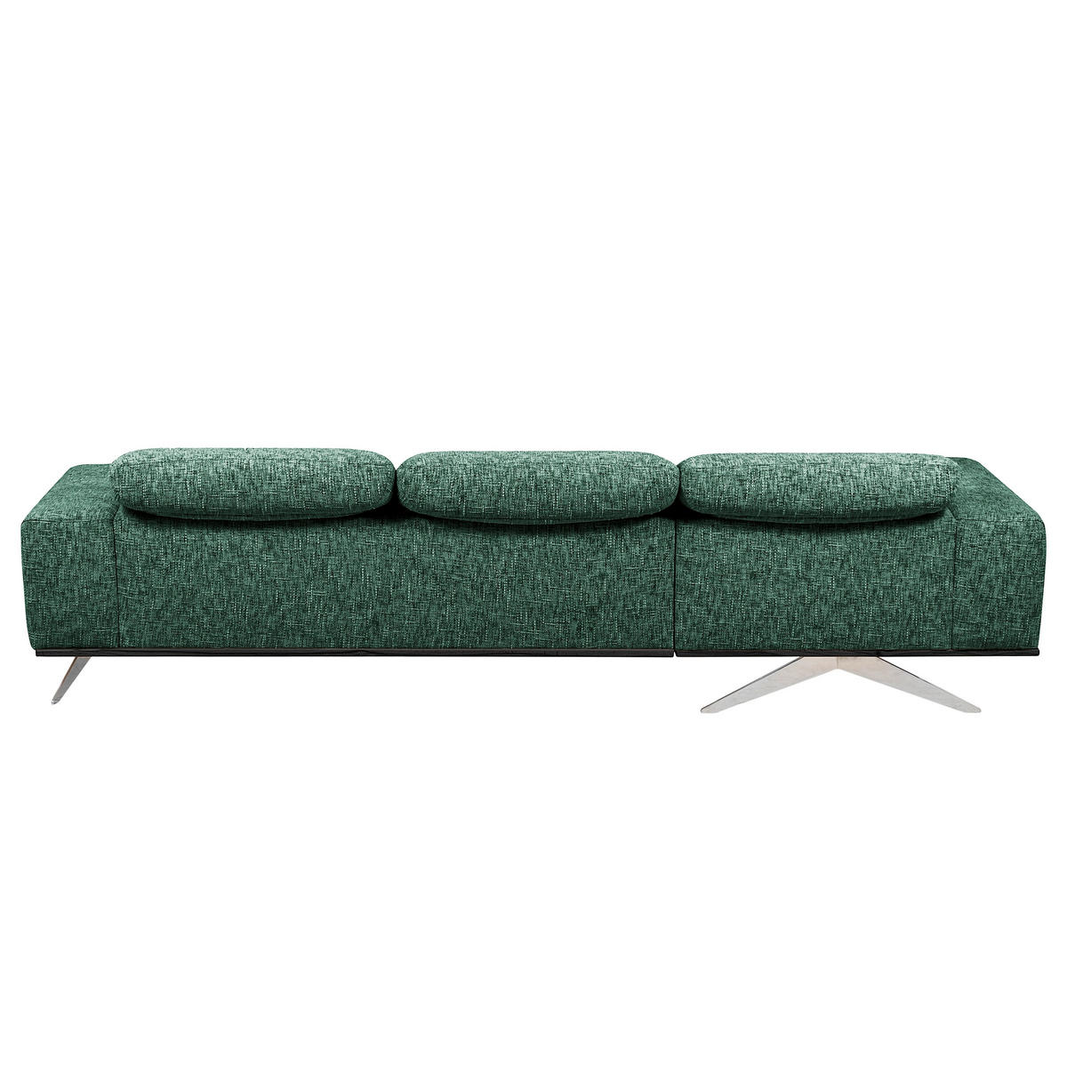 ECKSOFA PORTLAND Grün Struktur Kopfteilverstellung  - Chromfarben/Schwarz, Design, Holz/Textil (187/295cm) - Livetastic
