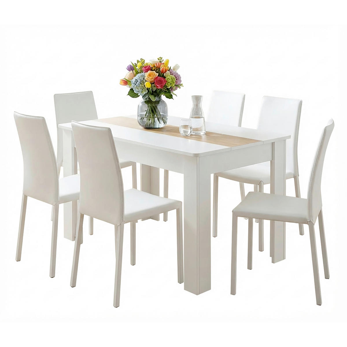 ÉTKEZŐASZTAL - méztölgy színű/fehér, Modern, faalapú anyag (140/80/75cm) - MID.YOU
