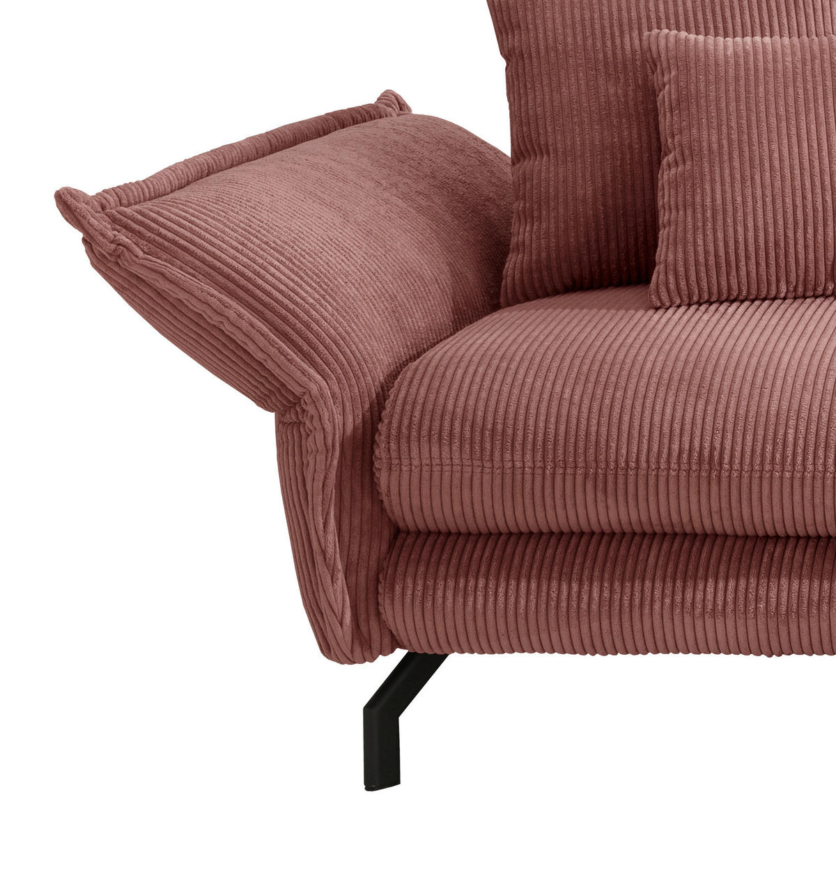 ECKSOFA in Cord Koralle  - Koralle/Schwarz, Modern, Textil/Metall (255/180cm) - Livetastic