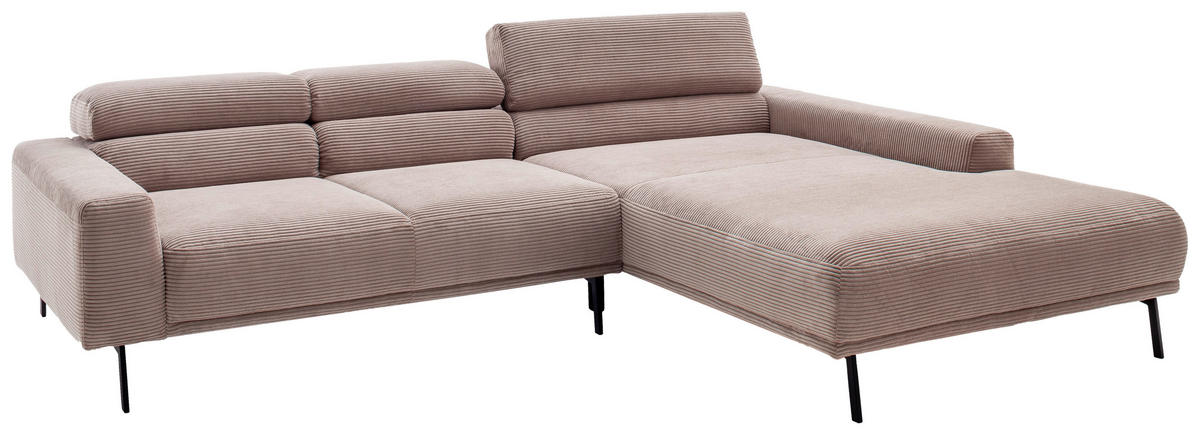 ECKSOFA  in Cord Taupe  293/215-217 cm  - Taupe/Schwarz, Design, Textil/Metall (293/215-217cm) - Schöner Wohnen