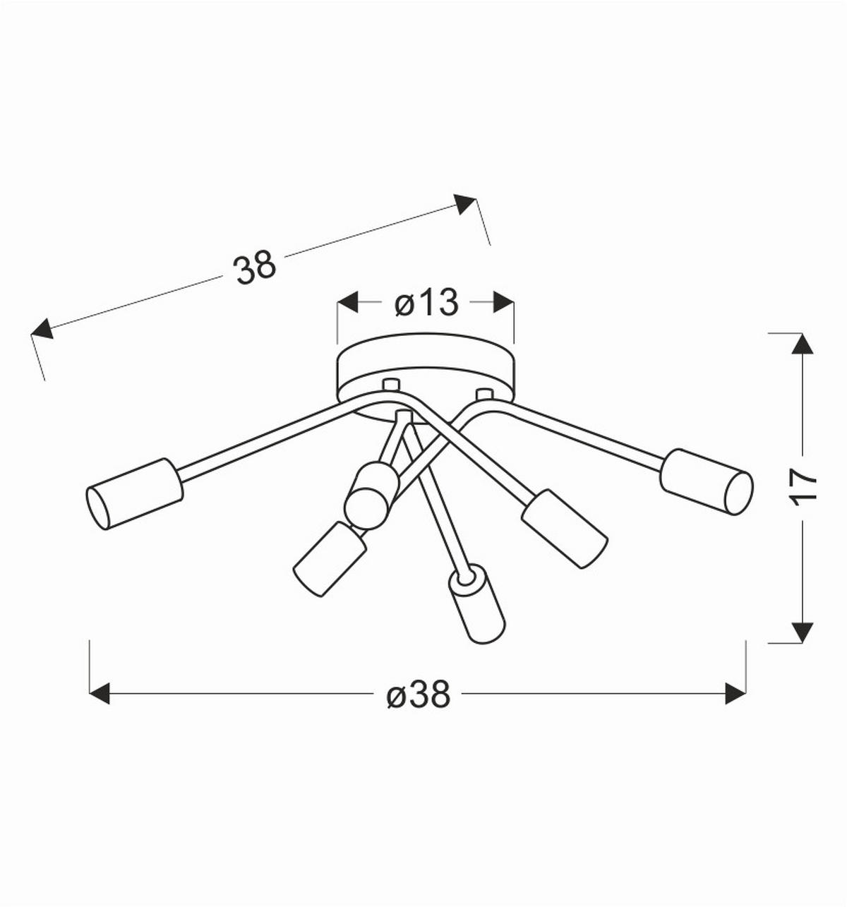 DECKENLEUCHTE    38/38/17 cm  - Schwarz, KONVENTIONELL, Metall (38/38/17cm)