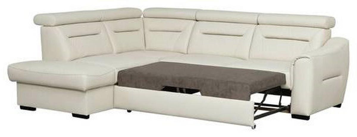 ECKSOFA Lederlook Echtleder Creme  - Wengefarben/Creme, Design, Leder/Holz (212/260cm) - Celina Home