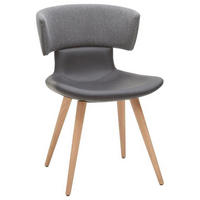 STUHL  in Echtleder pigmentiert  - Eichefarben/Schwarz, Design, Leder/Holz (54/82,5/58cm) - Voglauer