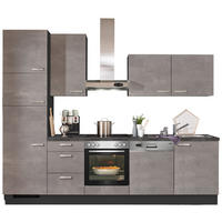 KÜCHENBLOCK 290 cm   in Graphitfarben, Grau  - Edelstahlfarben/Graphitfarben, KONVENTIONELL, Holzwerkstoff/Metall (290cm) - Xora