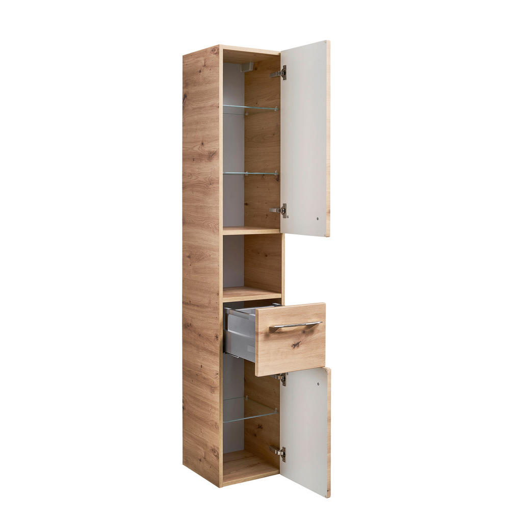 Thumbnail - Sadena Hochschrank, Eiche, Holzwerkstoff, Eiche, 1 Schubladen, links montierbar, rechts montierbar, 30x168x33 cm, hängen...