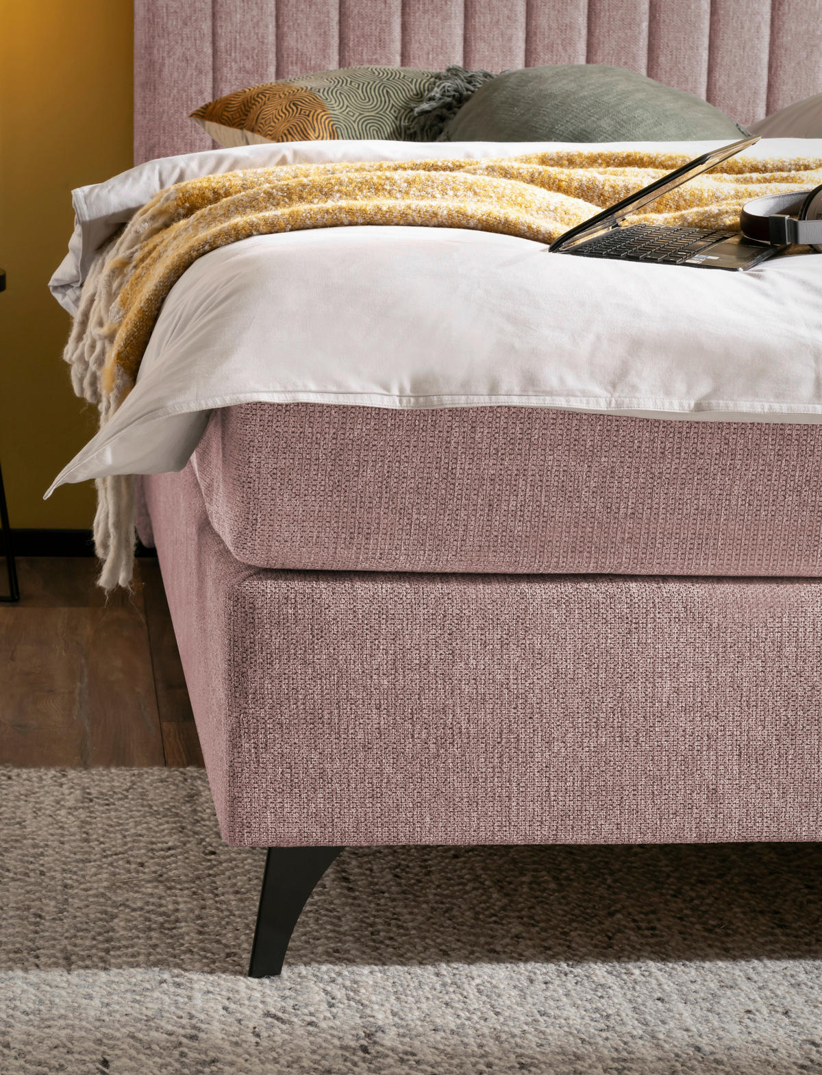 BOXSPRINGBETT 140/200 cm  in Rosa  - Schwarz/Rosa, Basics, Textil/Metall (140/200cm) - Boxxx