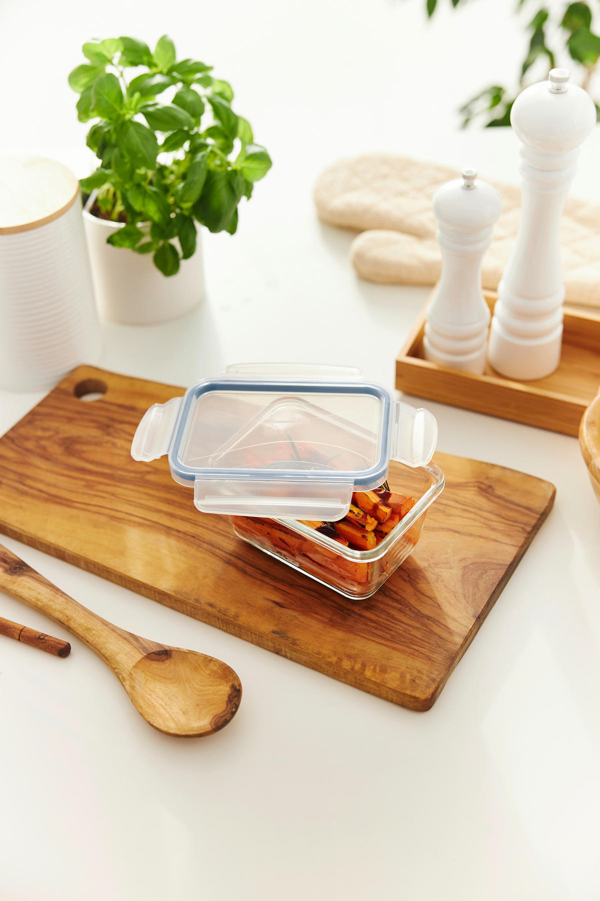 FRISCHHALTEDOSE CLIC & LOCK ,5 L  - Blau/Transparent, Basics, Glas/Kunststoff (16/12/7,8cm) - Rotho