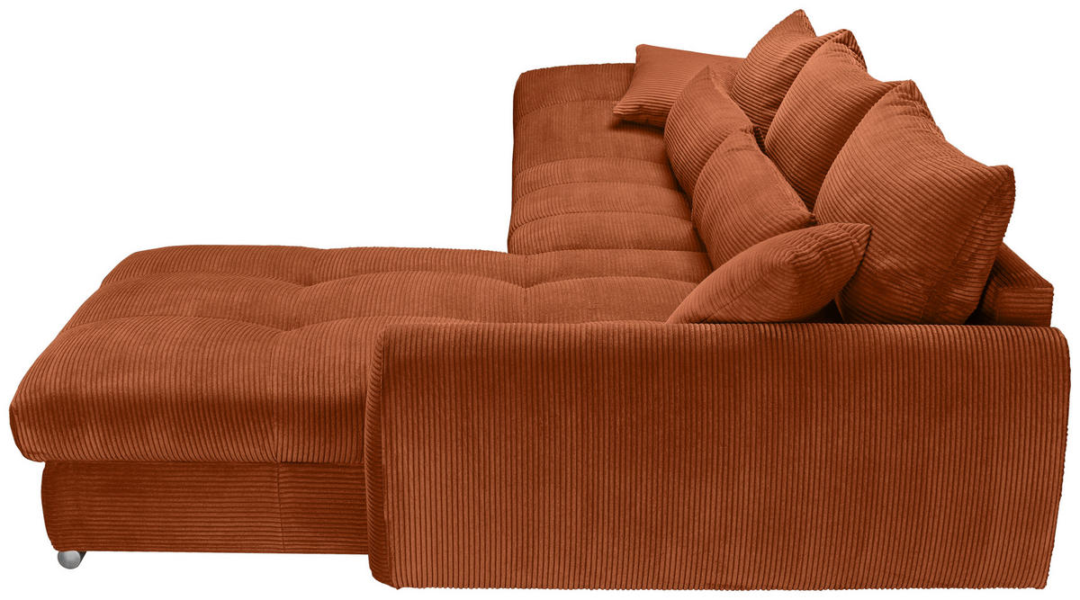 ECKSOFA Rostfarben Cord  - Chromfarben/Rostfarben, KONVENTIONELL, Textil/Metall (335/225cm) - Carryhome