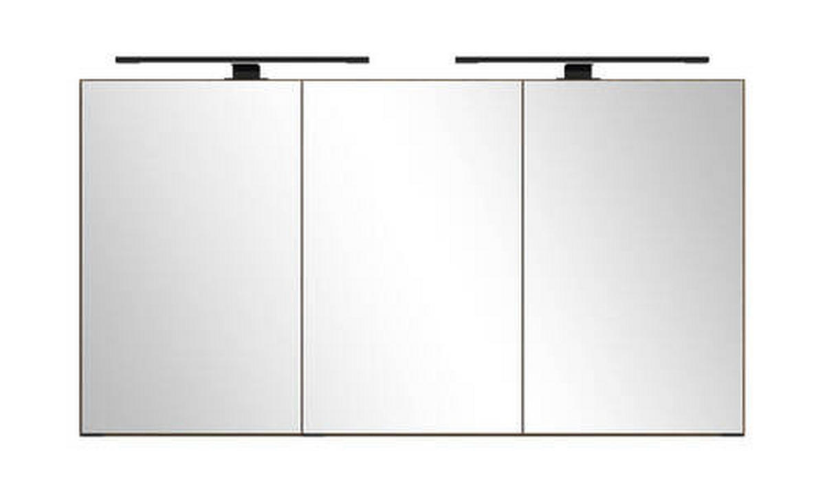 SPIEGELSCHRANK 120/64/20 cm  - Dunkelbraun/Schwarz, Natur, Glas/Holzwerkstoff (120/64/20cm) - Held
