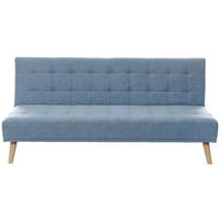 SCHLAFSOFA Leinenoptik Hellblau  - Schwarz/Naturfarben, Design, Holz/Kunststoff (179/81/85cm) - P & B