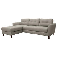 ECKSOFA Platinfarben Echtleder Lederlook  - Platinfarben/Buchefarben, Design, Leder/Holz (238/168cm) - Livetastic