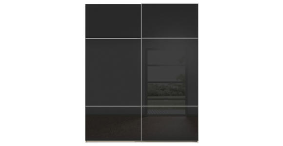 SCHWEBETÜRENSCHRANK 201/223/67 cm 2-türig Schwarz, Champagner  - Champagner/Alufarben, KONVENTIONELL, Glas/Holzwerkstoff (201/223/67cm) - Novel